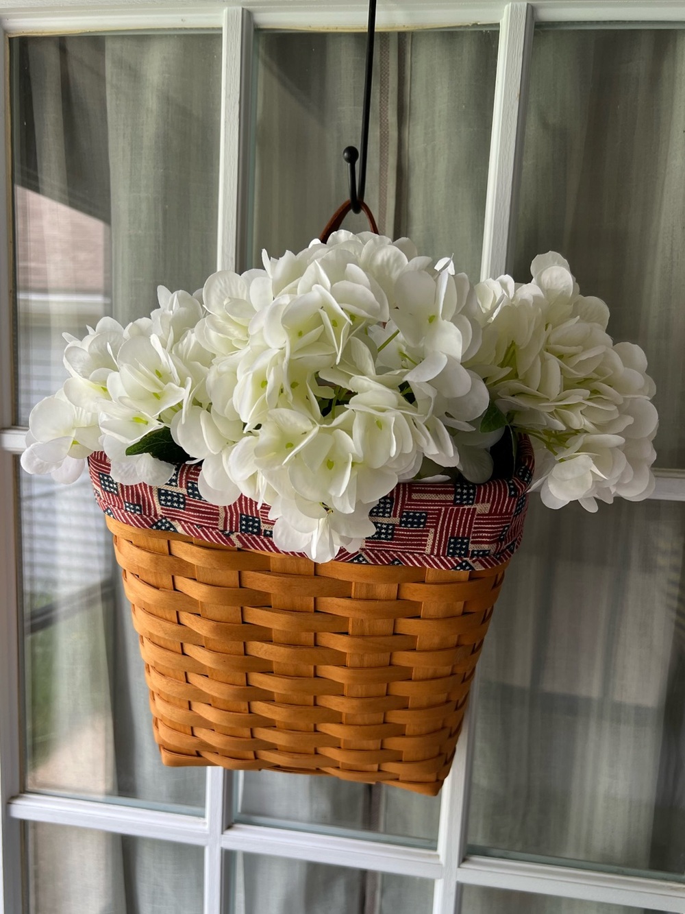 Longaberger Tall Key Basket, Old Glory Fabric Liner, 2001